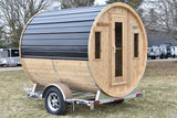 86" x 8' Single Axle Aluminum Cedar Wood Fired Sauna Trailer Aluminum Rims Speedway Trailers Guelph Cambridge Kitchener Ontario Canada