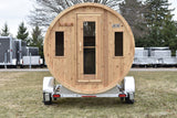86" x 8' Single Axle Aluminum Cedar Wood Fired Sauna Trailer Aluminum Rims Speedway Trailers Guelph Cambridge Kitchener Ontario Canada