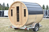 86" x 8' Single Axle Aluminum Cedar Wood Fired Sauna Trailer Aluminum Rims Speedway Trailers Guelph Cambridge Kitchener Ontario Canada