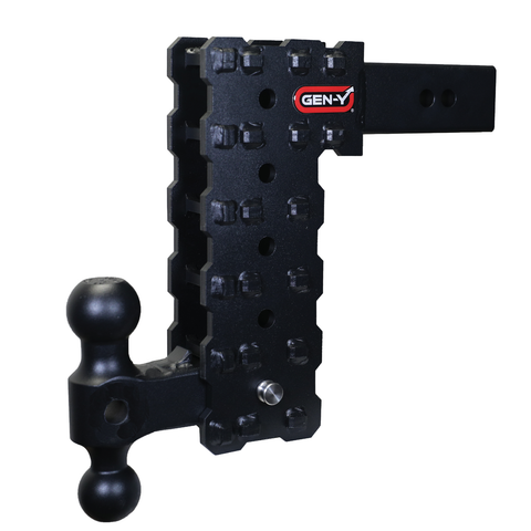 GEN-Y Phantom-X Hitch Solid Shank Adjustable Tow Hitch with Dual-Ball for 2.5" Receiver - 10" Drop - 16,000 LB Towing Capacity - 1,600 LB Tongue Weight