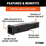 Curt 8" Receiver Tube Extender - 3.5K / 2" Solid Shank - Speedway Trailers Guelph Cambridge Kitchener Ontario Canada