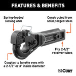Curt Receiver-Mount Pintle Hook - 20K / 2 1/2" Shank / 2 1/2" Lunette Rings - Speedway Trailers Guelph Cambridge Kitchener Ontario Canada